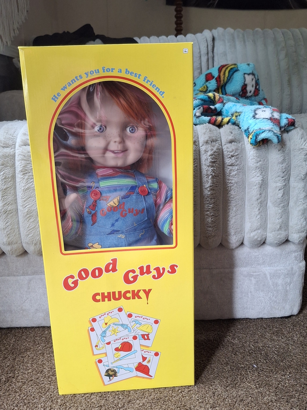 Spencer's Chucky Doll in Bright Yellow Box Never Been Played With